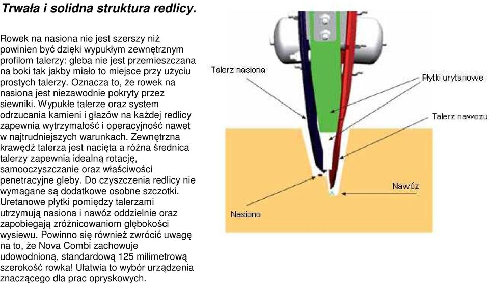 Oznacza to, że rowek na nasiona jest niezawodnie pokryty przez siewniki.