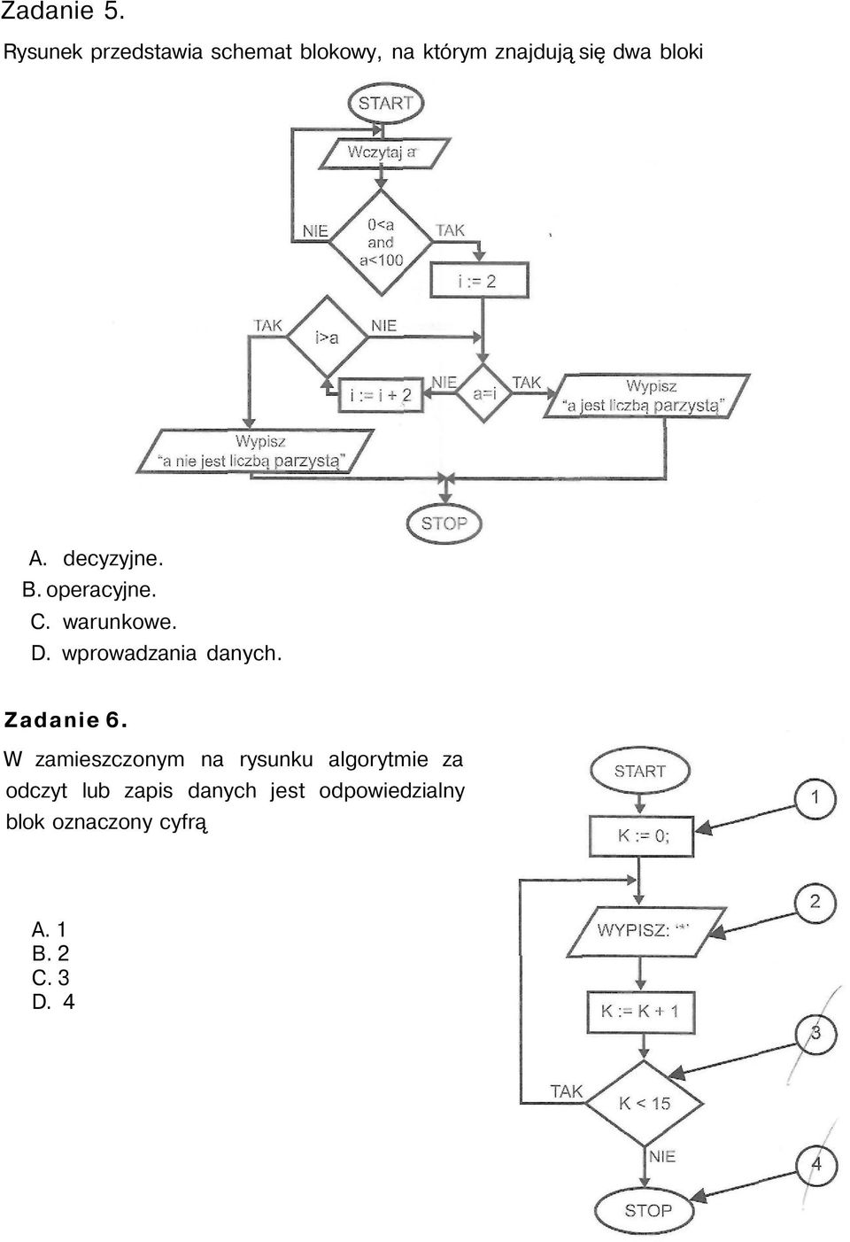 A. decyzyjne. B. operacyjne. C. warunkowe. D. wprowadzania danych.