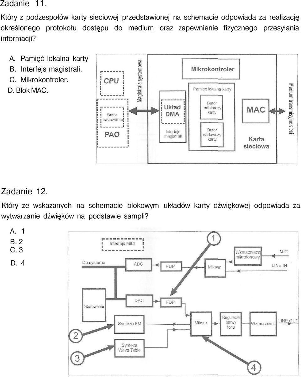 protokołu dostępu do medium oraz zapewnienie fizycznego przesyłania informacji? A. Pamięć lokalna karty B.