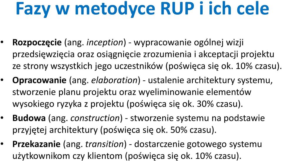 ok. 10% czasu). Opracowanie (ang.