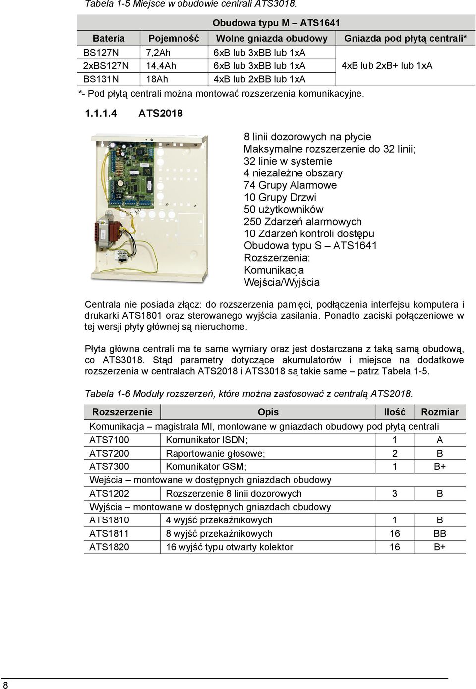 Pod płytą centrali można montować rozszerzenia komunikacyjne. 1.