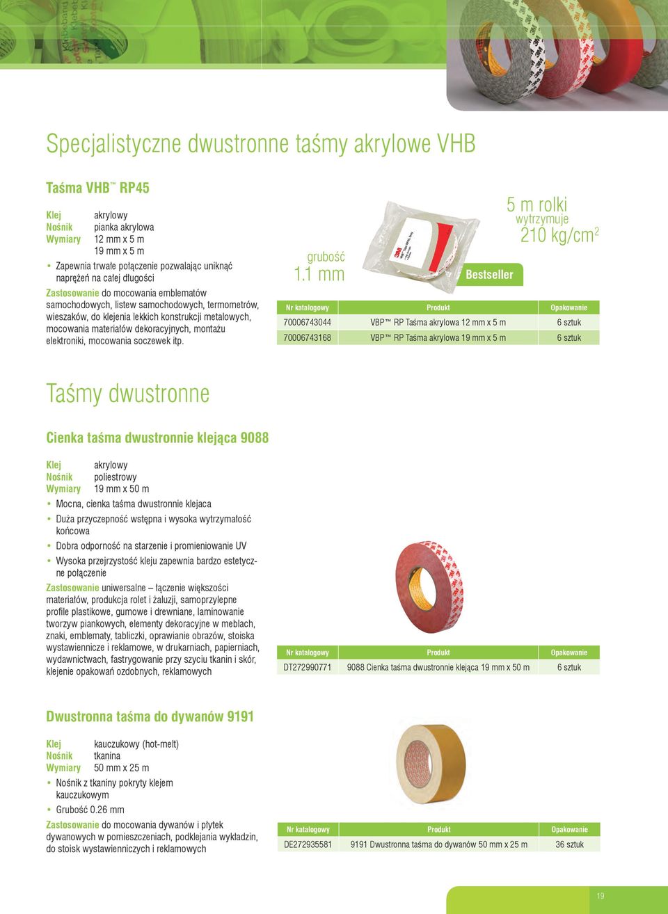 elektroniki, mocowania soczewek itp. 5 m rolki wytrzymuje 210 kg/cm 2 grubość 1.