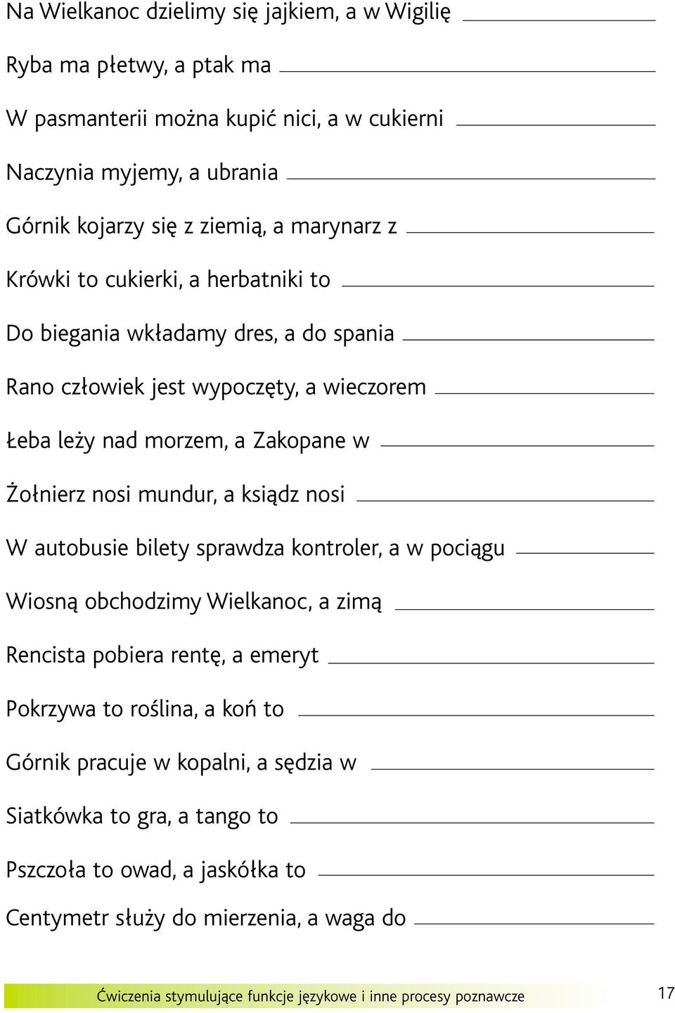 mundur, a ksiądz nosi W autobusie bilety sprawdza kontroler, a w pociągu Wiosną obchodzimy Wielkanoc, a zimą Rencista pobiera rentę, a emeryt Pokrzywa to roślina, a koń to Górnik