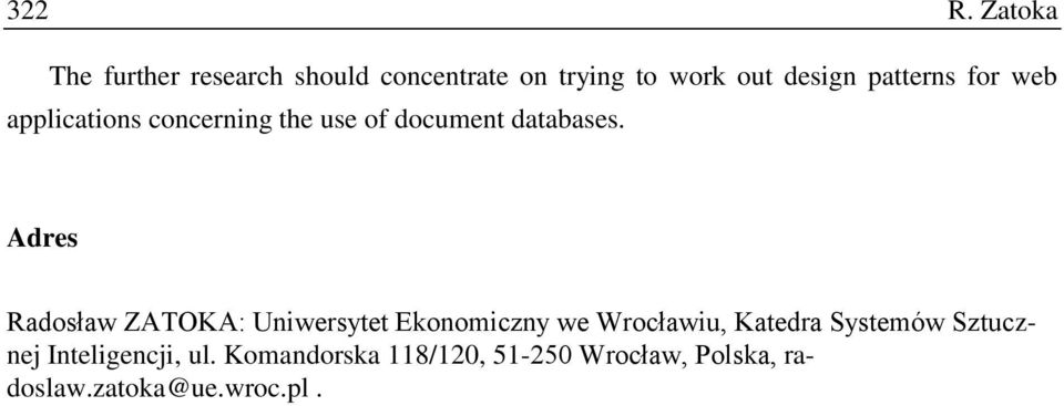 patterns for web applications concerning the use of document databases.