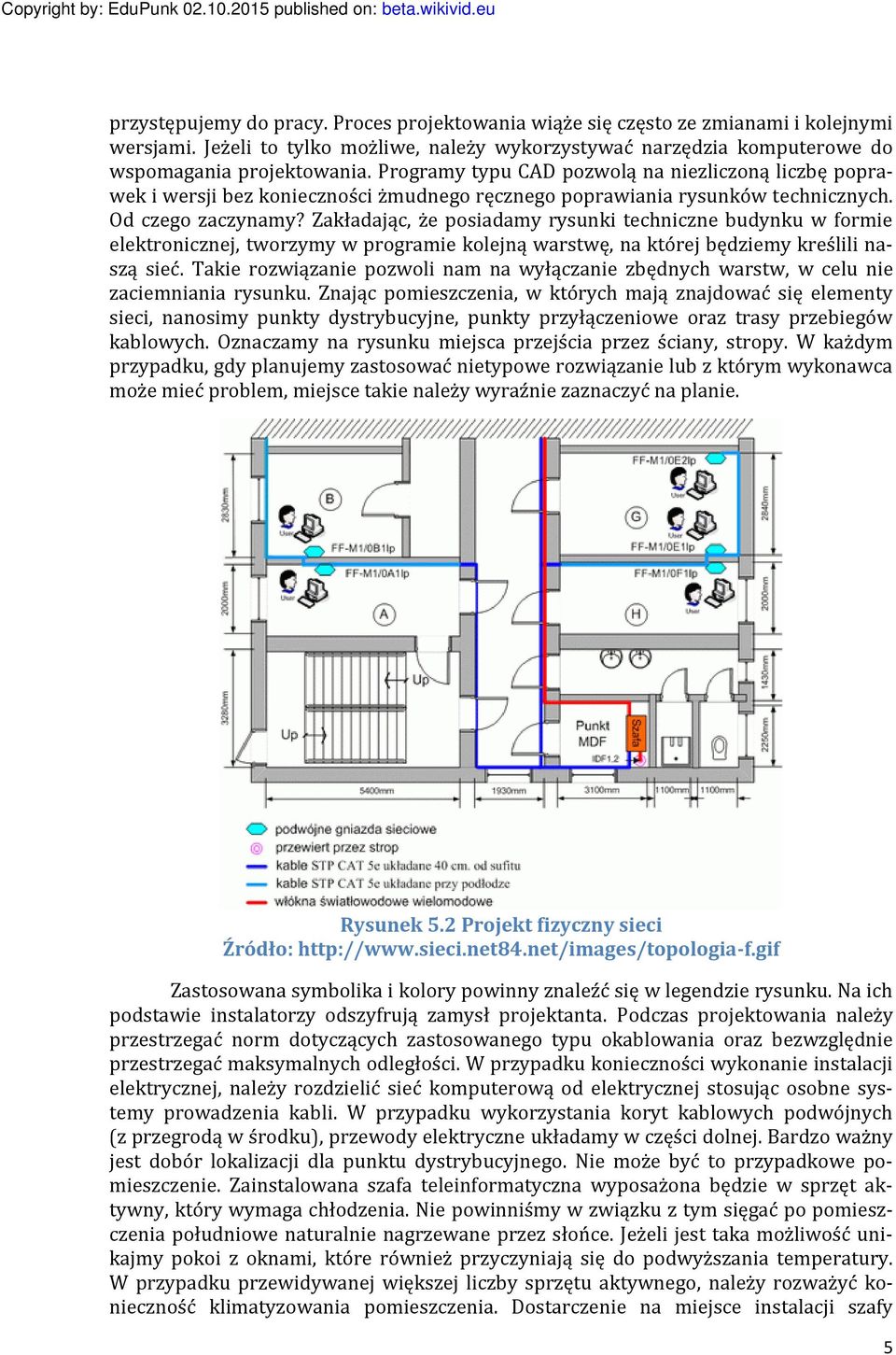 Zakładając, że posiadamy rysunki techniczne budynku w formie elektronicznej, tworzymy w programie kolejną warstwę, na której będziemy kreślili naszą sieć.