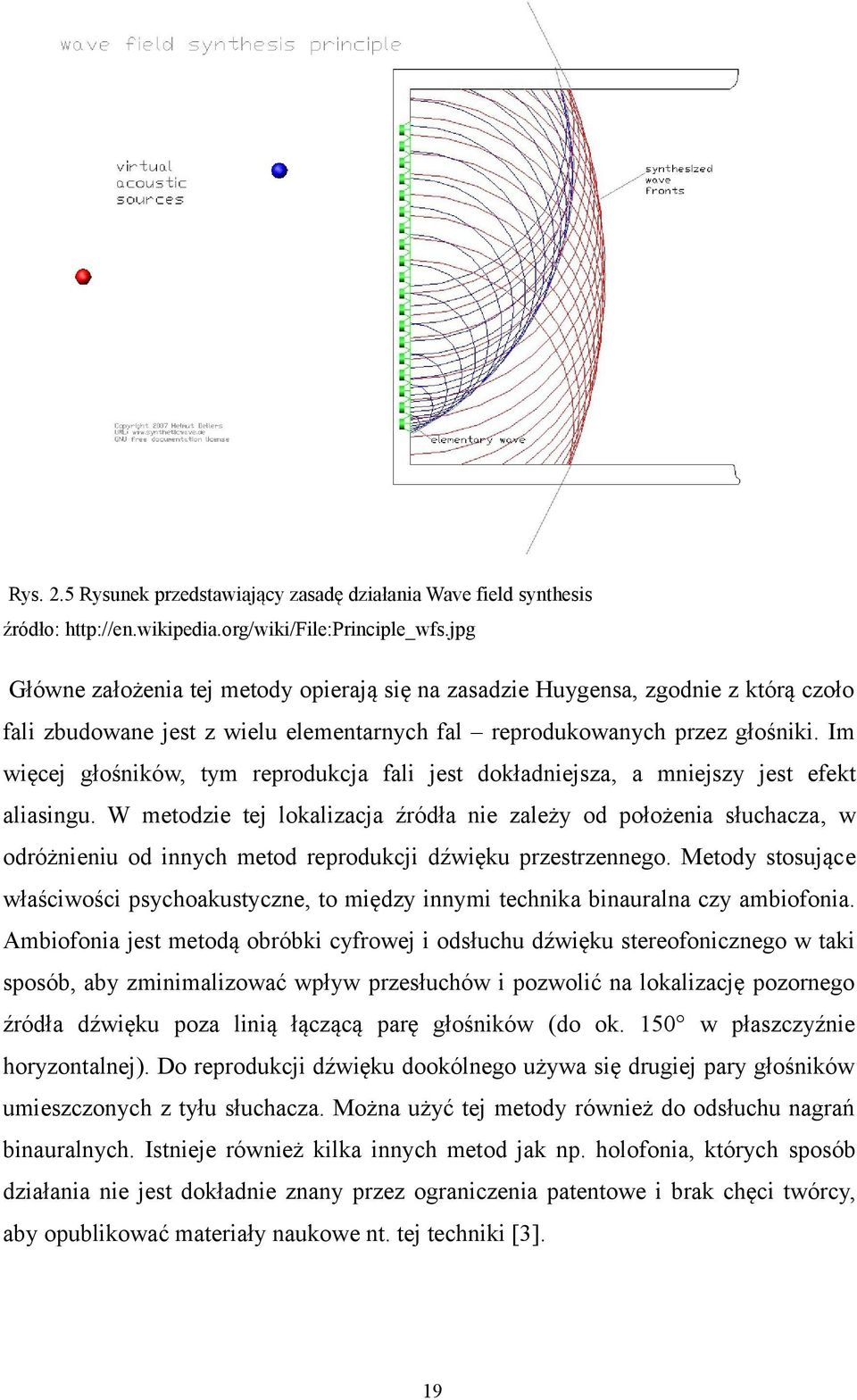 Im więcej głośników, tym reprodukcja fali jest dokładniejsza, a mniejszy jest efekt aliasingu.