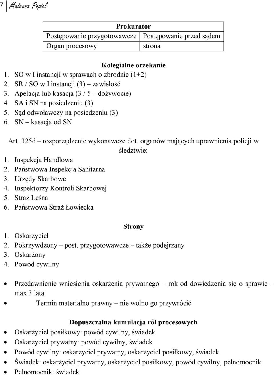 325d rozporządzenie wykonawcze dot. organów mających uprawnienia policji w śledztwie: 1. Inspekcja Handlowa 2. Państwowa Inspekcja Sanitarna 3. Urzędy Skarbowe 4. Inspektorzy Kontroli Skarbowej 5.