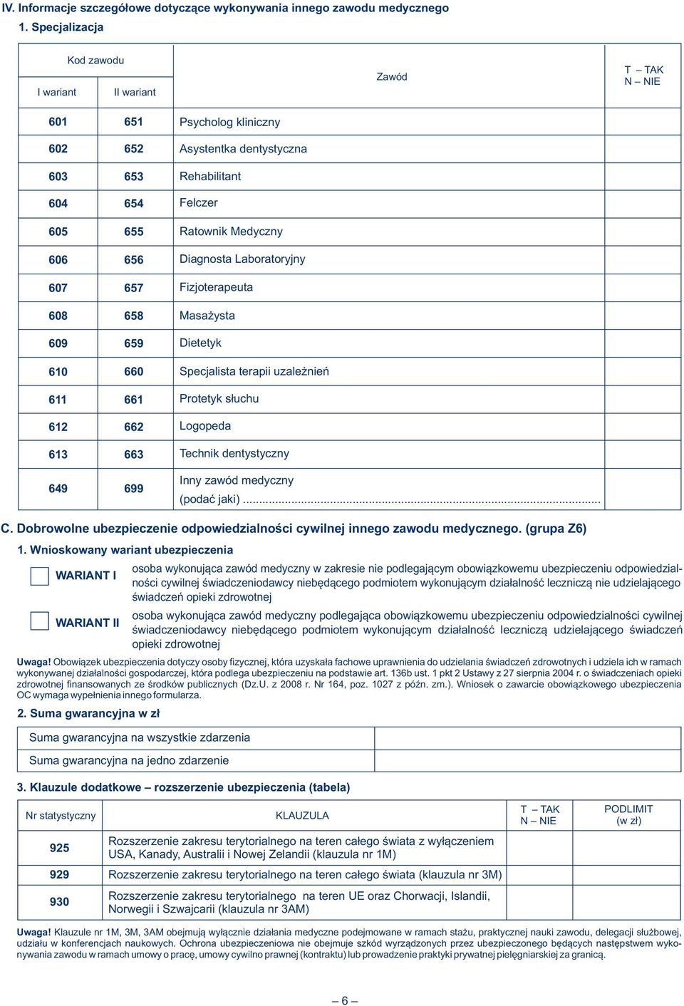 Medyczny Diagnosta Laboratoryjny Fizjoterapeuta Masażysta Dietetyk 610 660 Specjalista terapii uzależnień 611 661 612 662 613 663 649 699 Protetyk słuchu Logopeda Technik dentystyczny Inny zawód