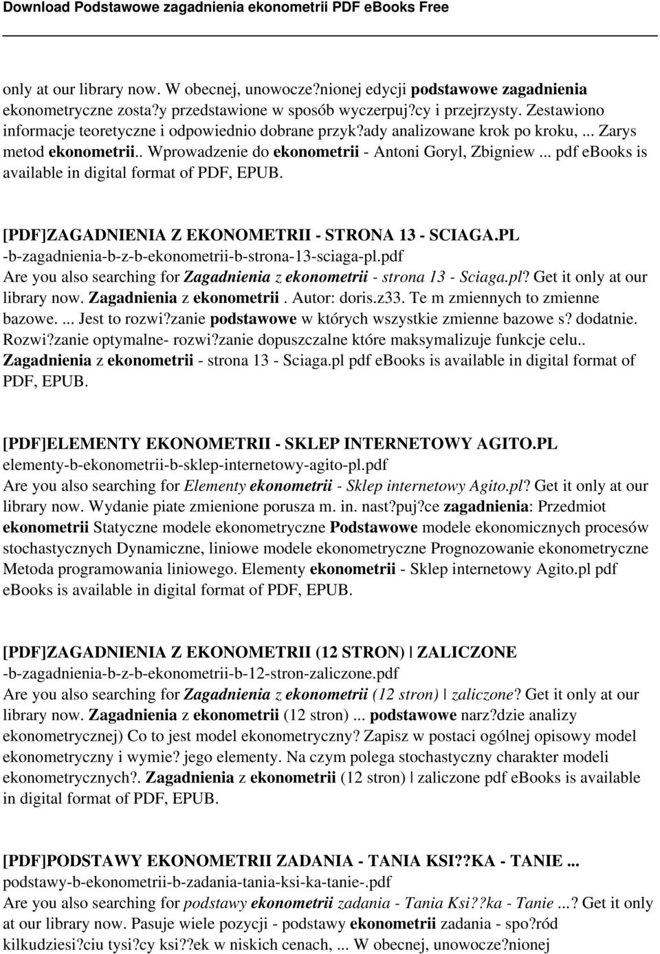 .. pdf ebooks is available in digital format of PDF, EPUB. [PDF]ZAGADNIENIA Z EKONOMETRII - STRONA 13 - SCIAGA.PL -b-zagadnienia-b-z-b-ekonometrii-b-strona-13-sciaga-pl.