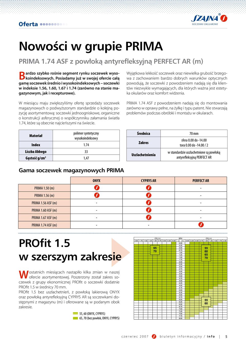 Wyjątkowa lekkość soczewek oraz niewielka grubość brzegowa z zachowaniem bardzo dobrych warunków optycznych powodują, że soczewki z powodzeniem nadają się dla klientów niezwykle wymagających, dla