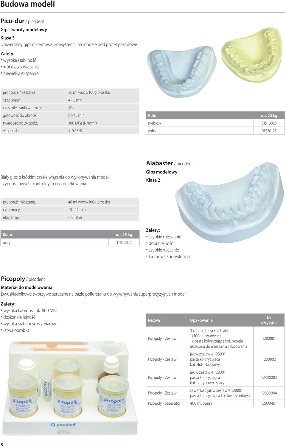 100 MPa (N/mm 2 ) ekspansja < 0,05 % Kolor op. 25 kg niebieski 01510025 żółty 01530125 Biały gips o krótkim czasie wiązania do wykonywania modeli czynnościowych, kontrolnych i do puszkowania.
