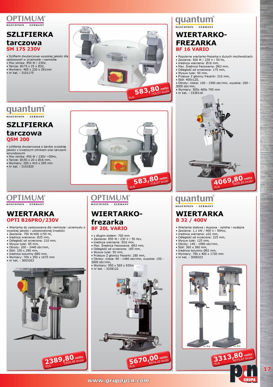 Średnica frezowania: Ø63 mm, Odległość od wrzeciona: 175 mm, Wysuw tulei: 50 mm, Przesuw Z głowicy frezarki: 210 mm, Stół: 400x120, Obroty: niskie: 100-1500 obr/min, wysokie: 200-3000 obr/min,