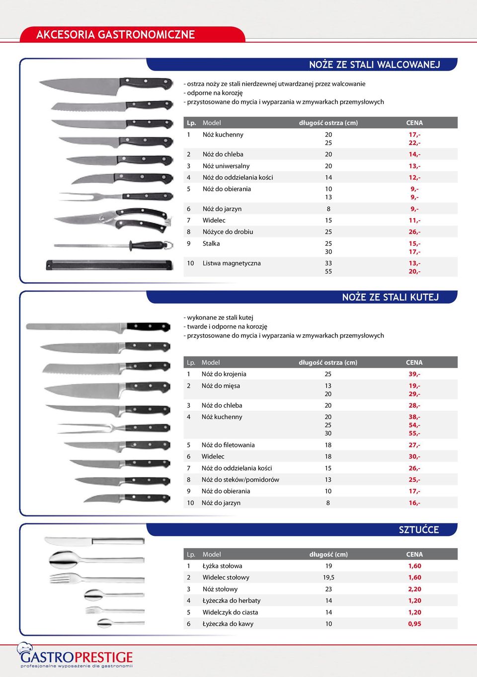 7 Widelec 15 11,- 9 Stalka 25 30 10 Listwa magnetyczna 33 55 8 Nóżyce do drobiu 25 26,- 15,- 17,- 13,- 20,- - wykonane ze stali kutej - twarde i odporne na korozję - przystosowane do mycia i