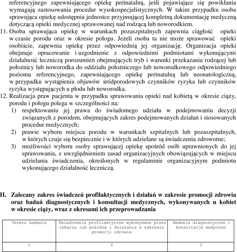 Osoba sprawująca opiekę w warunkach pozaszpitalnych zapewnia ciągłość opieki w czasie porodu oraz w okresie połogu.