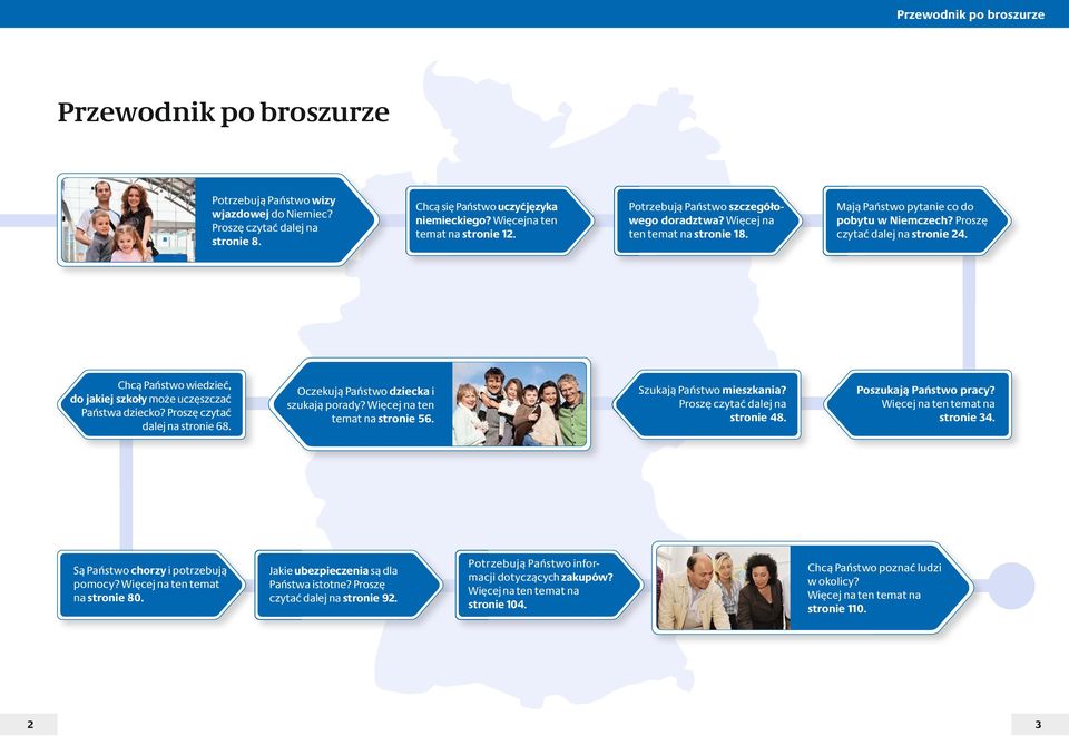 Chcą Państwo wiedzieć, do jakiej szkoły może uczęszczać Państwa dziecko? Proszę czytać dalej na stronie 68. Oczekują Państwo dziecka i szukają porady? Więcej na ten temat na stronie 56.