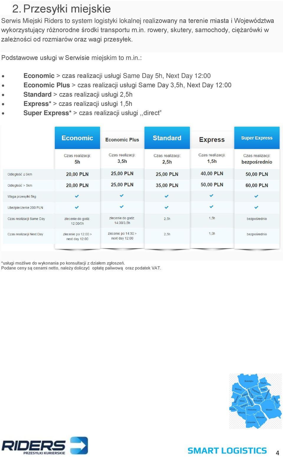 : Economic > czas realizacji usługi Same Day 5h, Next Day 12:00 Economic Plus > czas realizacji usługi Same Day 3,5h, Next Day 12:00 Standard > czas realizacji usługi 2,5h
