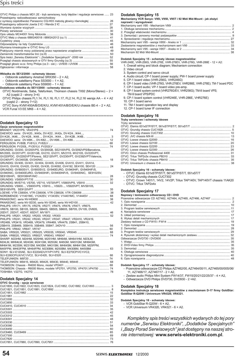.. 28 Porady serwisowe..... 30 Opis uk³adu MC44001 firmy Motorola... 38 OTVC Metz z chassis 689GA0018 i 689GA2012 (cz.1)... 41 Czytelnicy pisz¹... 45 Odpowiadamy na listy Czytelników.