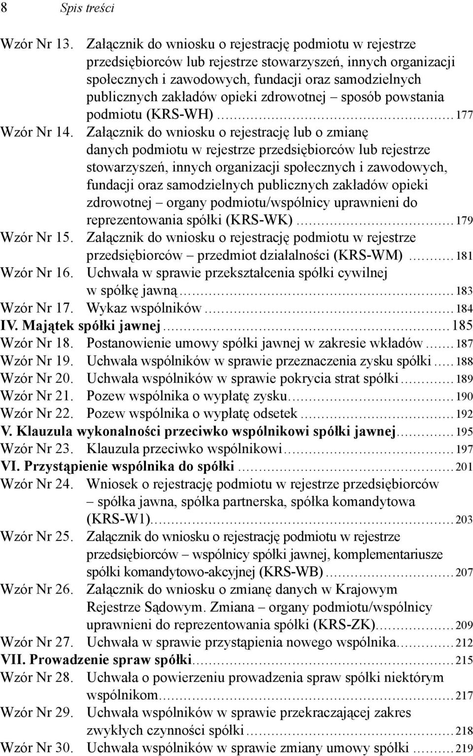 opieki zdrowotnej sposób powstania podmiotu (KRS-WH)...177 Wzór Nr 14.