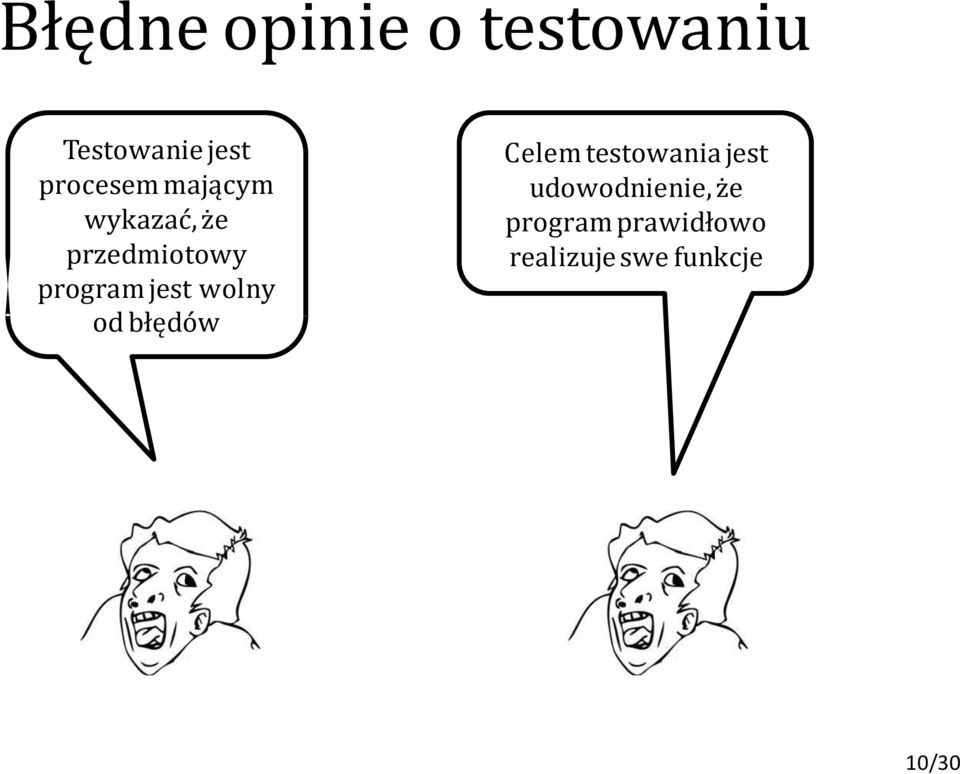 jest wolny od błędów Celem testowania jest