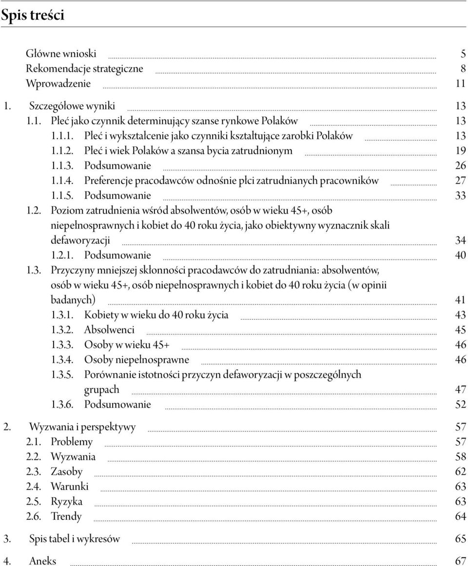 2.1. Podsumowanie 40 1.3. Przyczyny mniejszej skłonności pracodawców do zatrudniania: absolwentów, osób w wieku 45+, osób niepełnosprawnych i kobiet do 40 roku życia (w opinii badanych) 41 1.3.1. Kobiety w wieku do 40 roku życia 43 1.