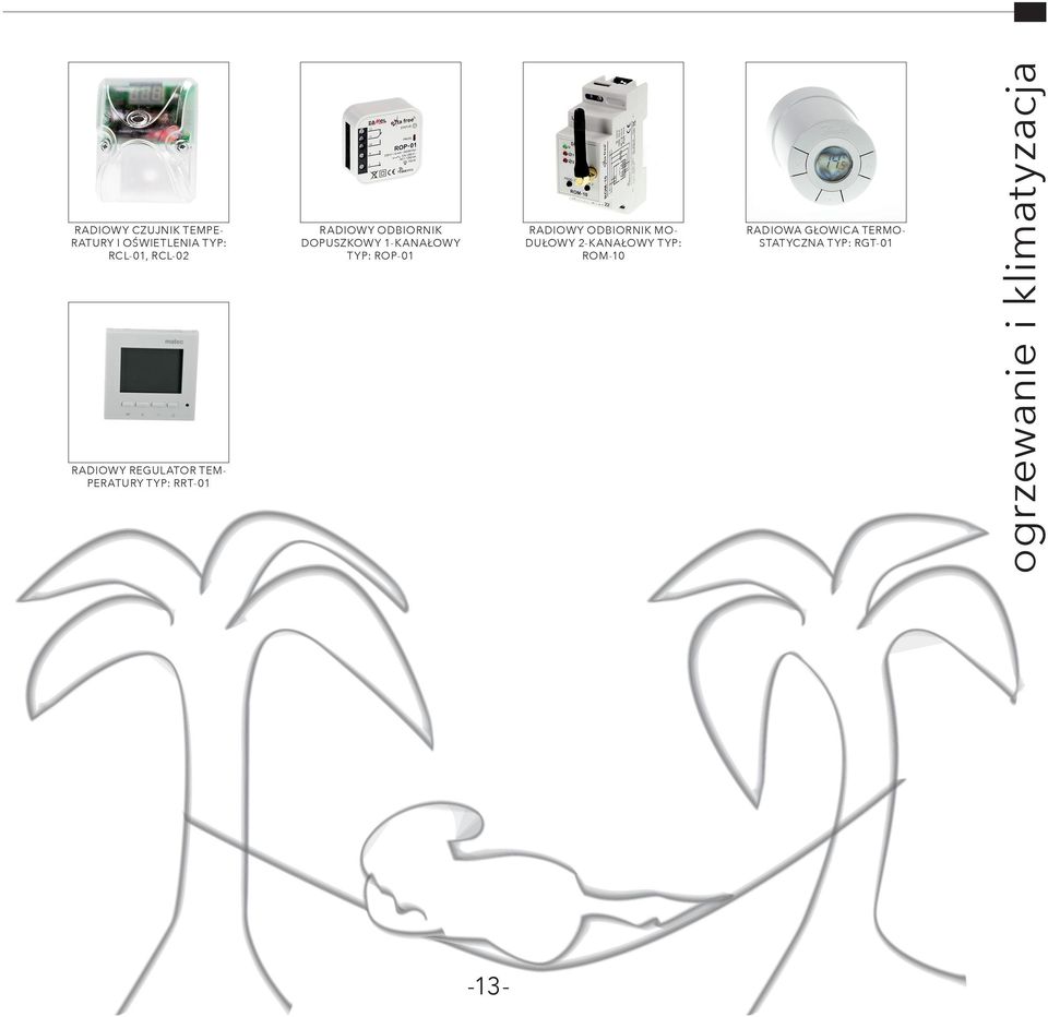 TERMOSTATYCZNA TYP: RGT-01 ogrzewanie i klimatyzacja RADIOWY CZUJNIK TEMPERATURY I