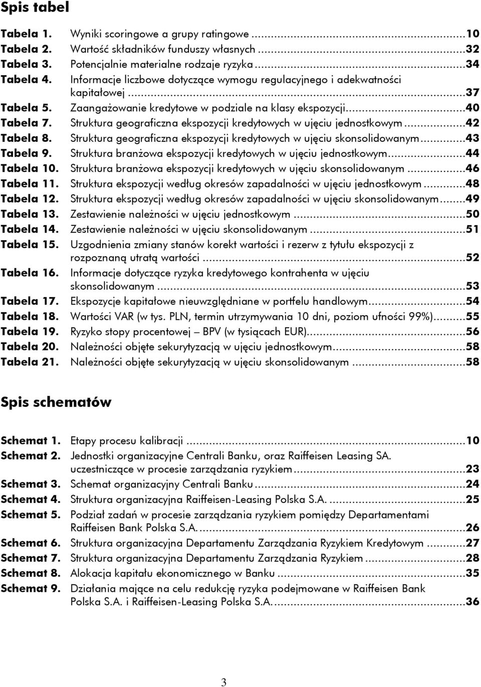 Struktura geograficzna ekspozycji kredytowych w ujęciu jednostkowym...42 Tabela 8. Struktura geograficzna ekspozycji kredytowych w ujęciu skonsolidowanym...43 Tabela 9.