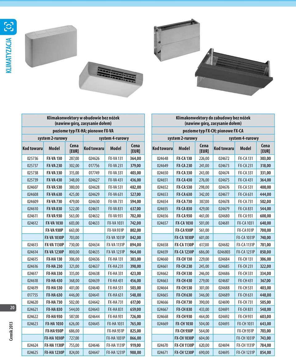 FX-VA 531 482,00 024608 FX-VA 630 425,00 024629 FX-VA 631 527,00 024609 FX-VA 730 479,00 024630 FX-VA 731 594,00 024610 FX-VA 830 522,00 024631 FX-VA 831 637,00 024611 FX-VA 930 563,00 024632 FX-VA