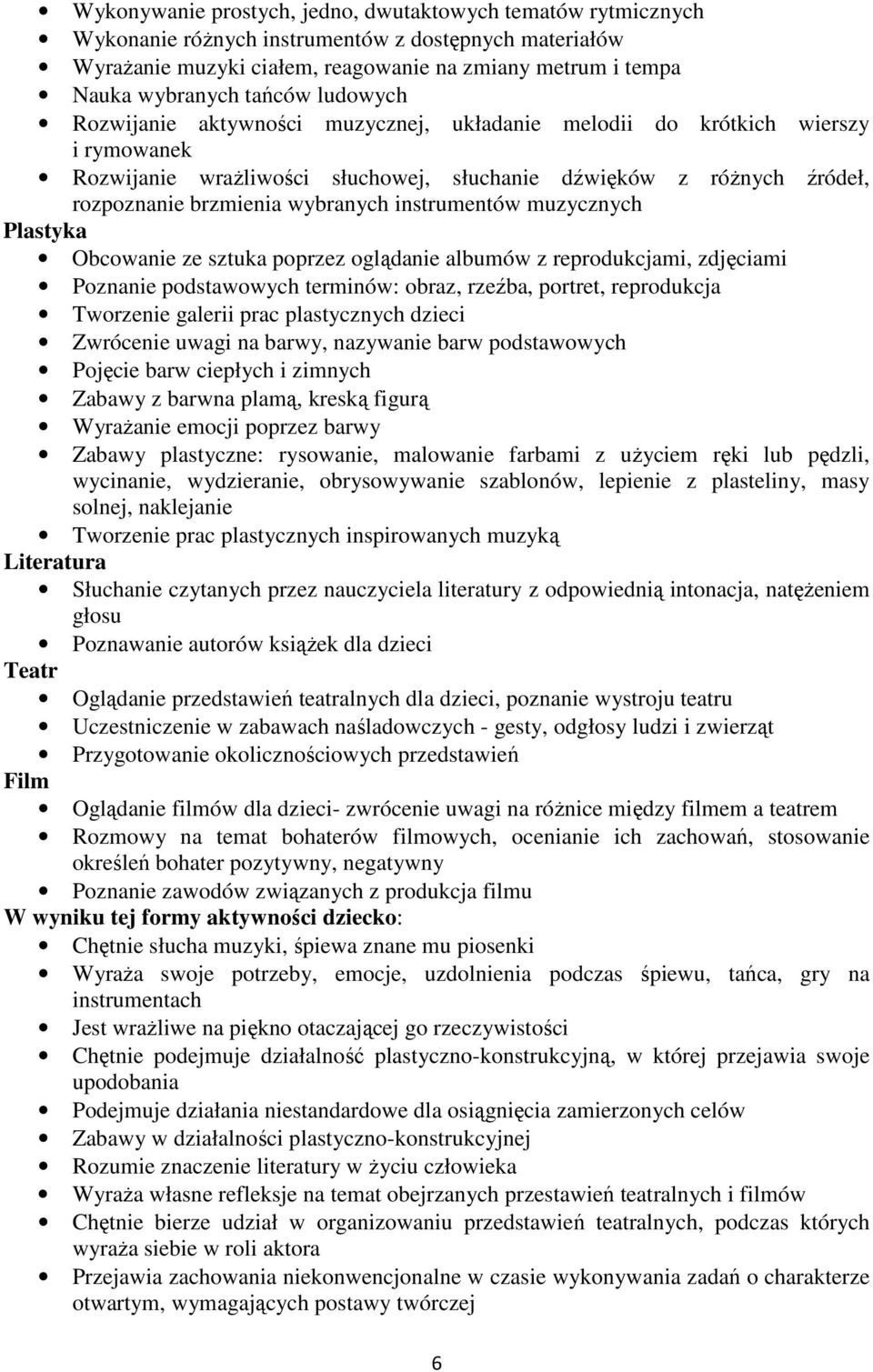 wybranych instrumentów muzycznych Plastyka Obcowanie ze sztuka poprzez oglądanie albumów z reprodukcjami, zdjęciami Poznanie podstawowych terminów: obraz, rzeźba, portret, reprodukcja Tworzenie