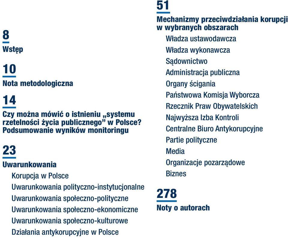 społeczno-ekonomiczne Uwarunkowania społeczno-kulturowe Działania antykorupcyjne w Polsce 51 Mechanizmy przeciwdziałania korupcji w wybranych obszarach Władza ustawodawcza