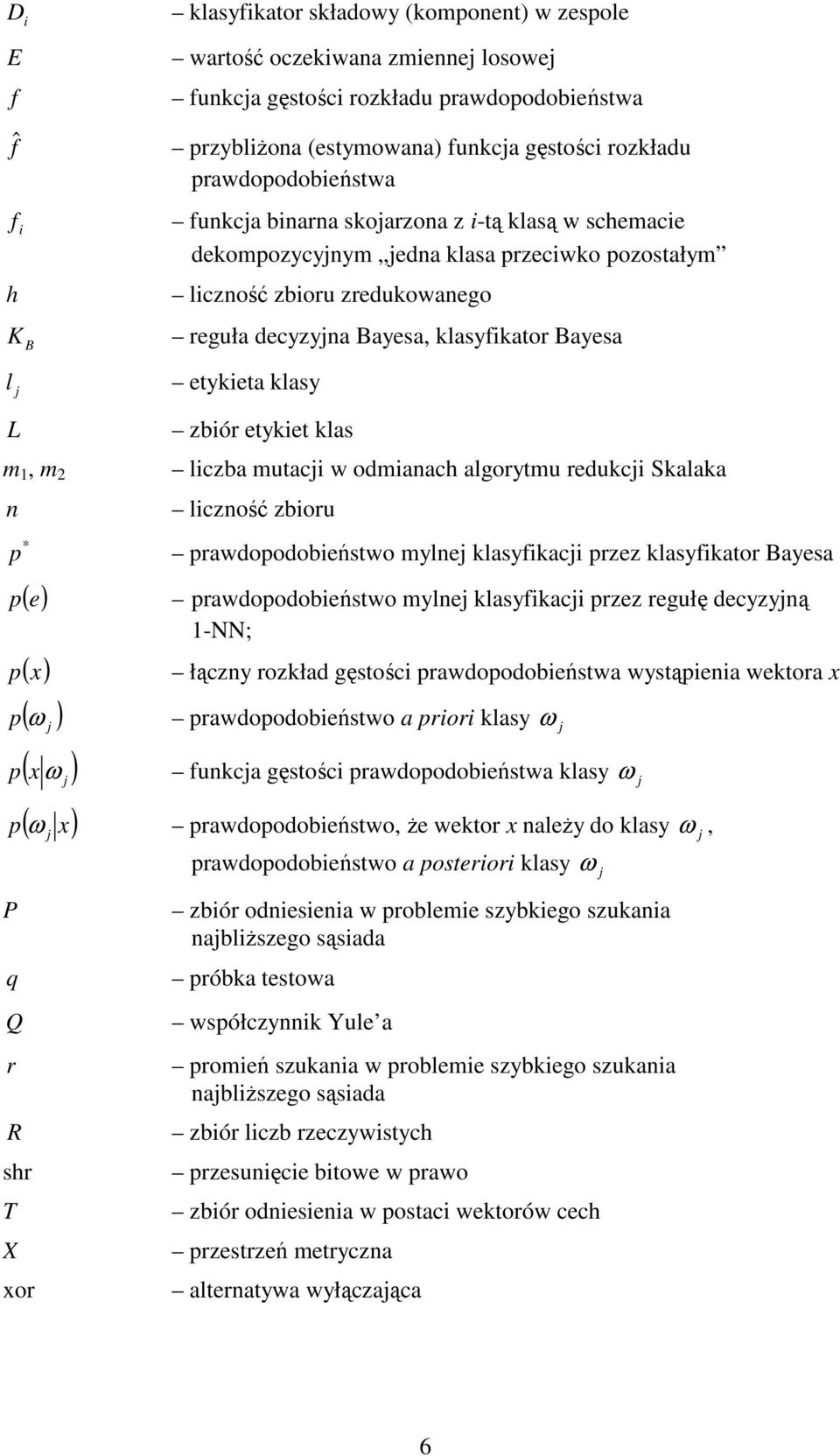 klasyfikator Bayesa etykieta klasy zbiór etykiet klas liczba mutacji w odmianach algorytmu redukcji Skalaka liczność zbioru prawdopodobieństwo mylnej klasyfikacji przez klasyfikator Bayesa p ( e)