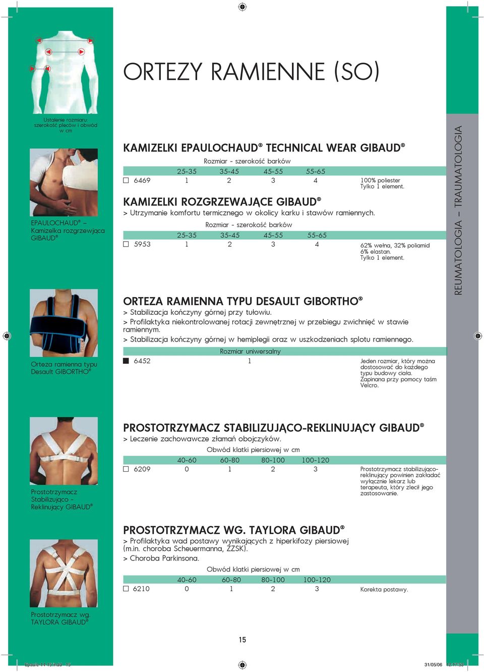 Rozmiar - szerokość barków 25-35 35-45 45-55 55-65 5953 1 2 3 4 ORTEZA RAMIENNA TYPU DESAULT > Stabilizacja kończyny górnej przy tułowiu.