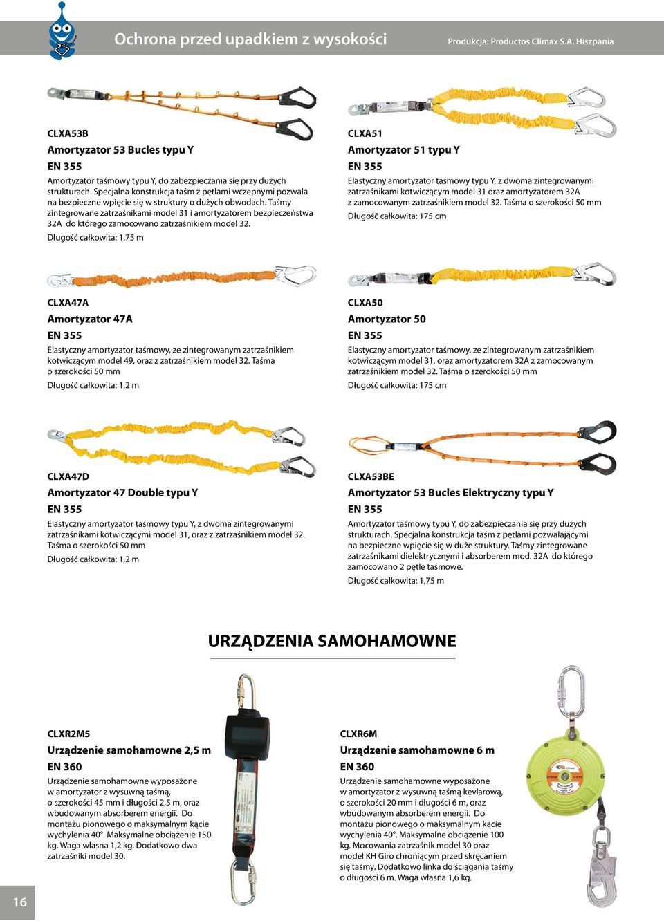 Taśmy zintegrowane zatrzaśnikami model 31 i amortyzatorem bezpieczeństwa 32A do którego zamocowano zatrzaśnikiem model 32.