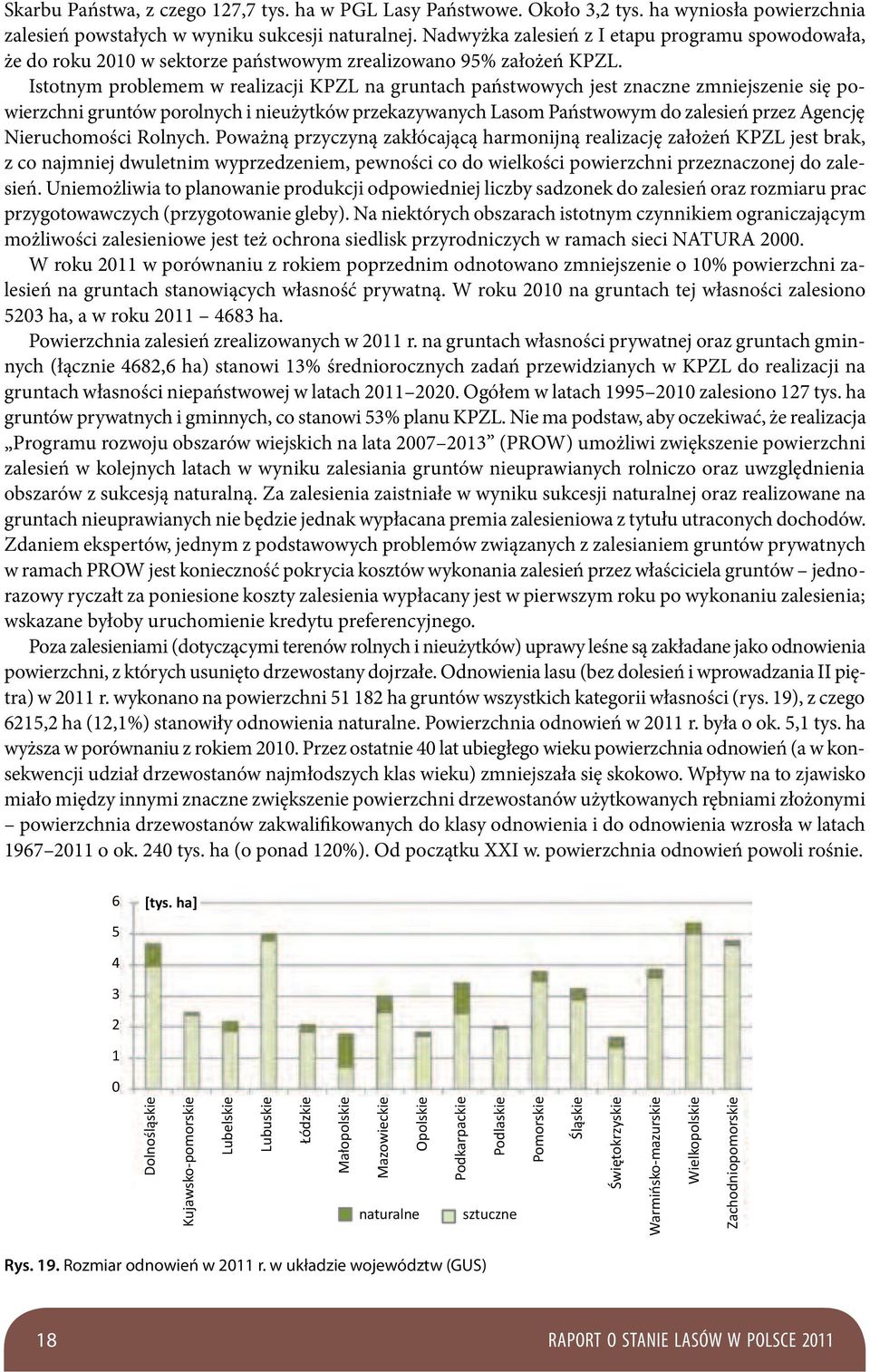 Istotnym problemem w realizacji KPZL na gruntach państwowych jest znaczne zmniejszenie się powierzchni gruntów porolnych i nieużytków przekazywanych Lasom Państwowym do zalesień przez Agencję