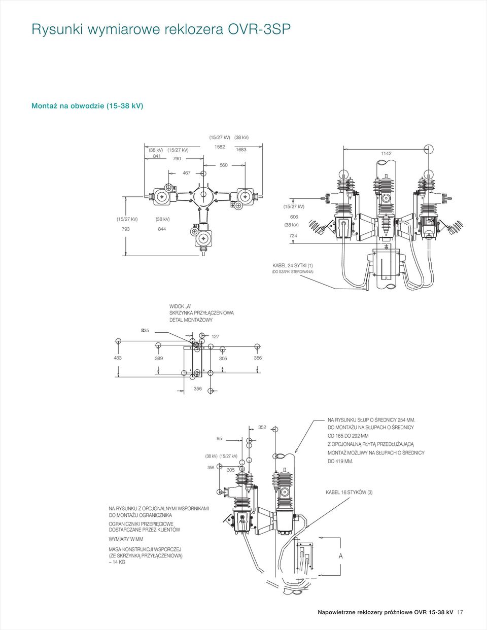 DO MONTAŻU NA SŁUPACH O ŚREDNICY OD 165 DO 292 MM Z OPCJONALNĄ PŁYTĄ PRZEDŁUŻAJĄCĄ MONTAŻ MOŻLIWY NA SŁUPACH O ŚREDNICY DO 419 MM.