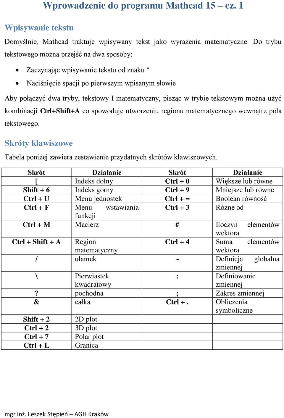 trybie tekstowym można użyć kombinacji Ctrl+Shift+A co spowoduje utworzeniu regionu matematycznego wewnątrz pola tekstowego.