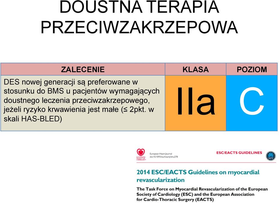 wymagających doustnego leczenia przeciwzakrzepowego, jeżeli