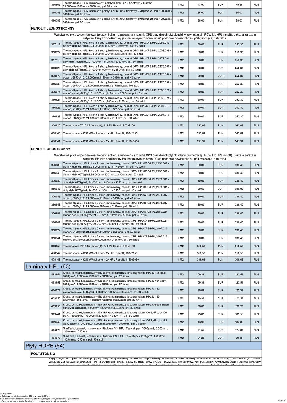 50 sztuk kolorem EUR PCW, 75,56 podobnie PLN powierz Thermo-Space, HSK, spieniony, półbłysk XPS, XPS, fioletowy, 770g/m2, 22 mm 1000mm x ej (PCW Płyty wypełnieniowe lub PŁYTY HPL BIAŁE (74) - PCV