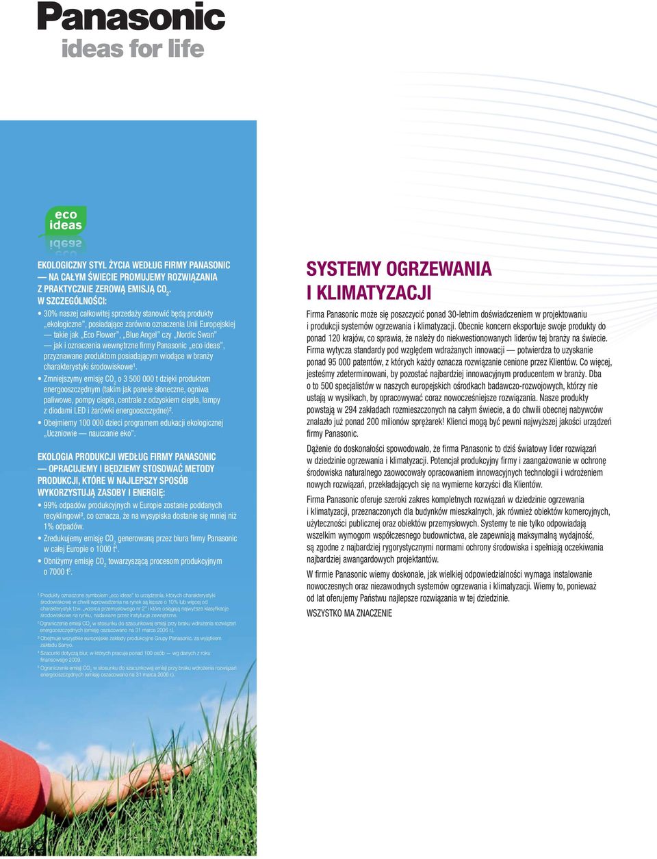 wewnętrzne firmy Panasonic eco ideas, przyznawane produktom posiadającym wiodące w branży charakterystyki środowiskowe¹.