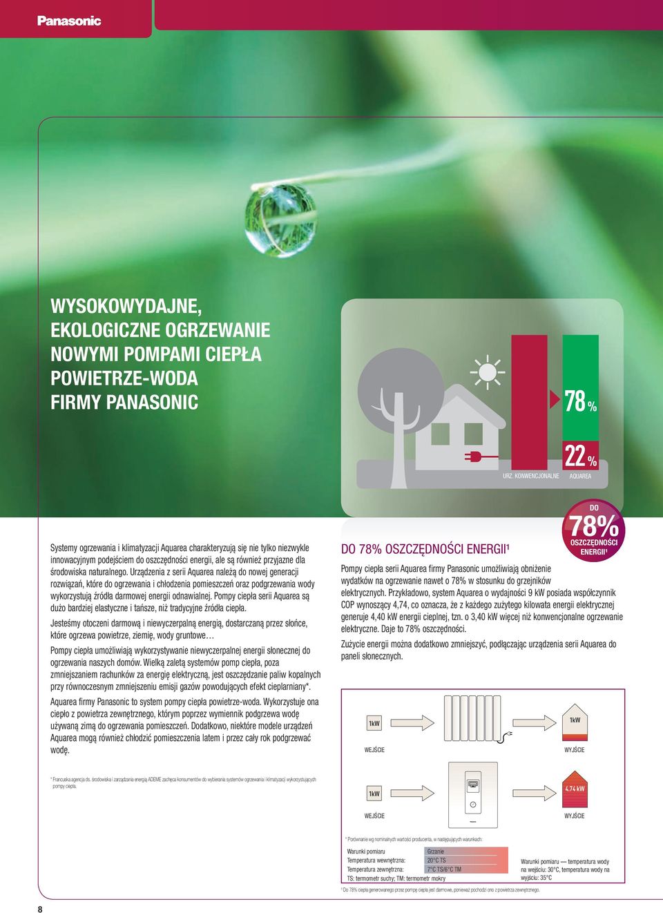 naturalnego. Urządzenia z serii Aquarea należą do nowej generacji rozwiązań, które do ogrzewania i chłodzenia pomieszczeń oraz podgrzewania wody wykorzystują źródła darmowej energii odnawialnej.