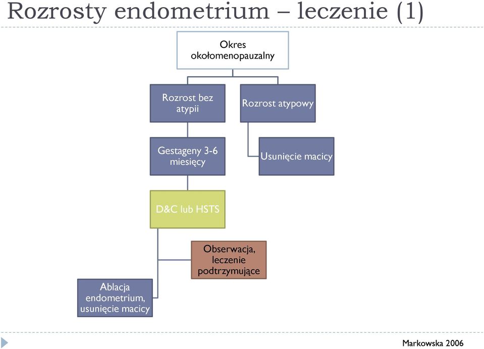 Usunięcie macicy D&C lub HSTS Ablacja endometrium,