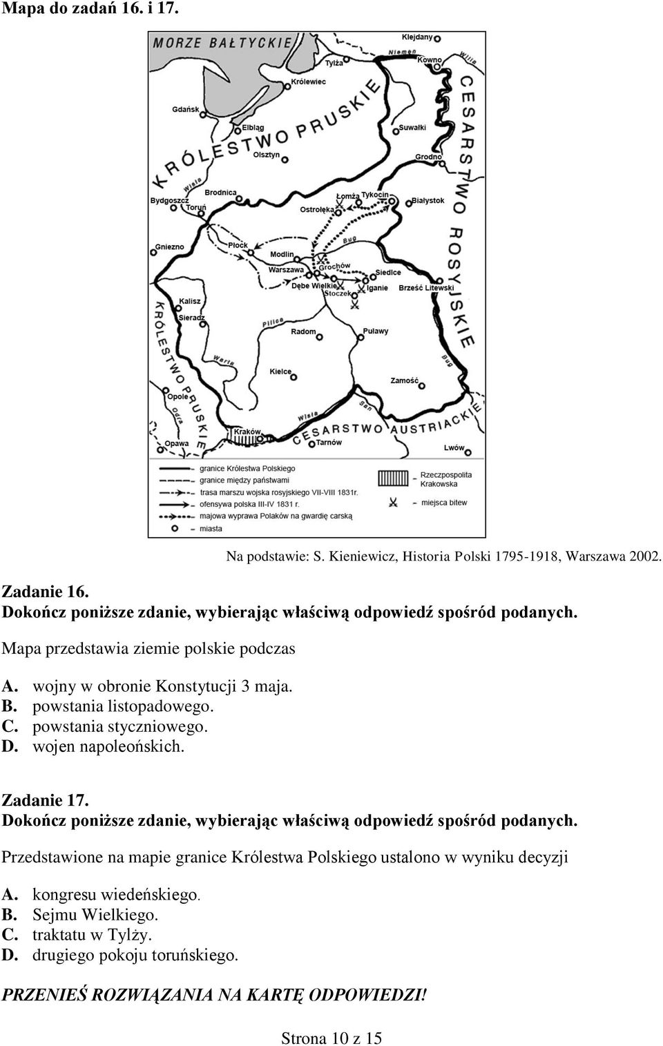 powstania styczniowego. D. wojen napoleońskich. Zadanie 17.