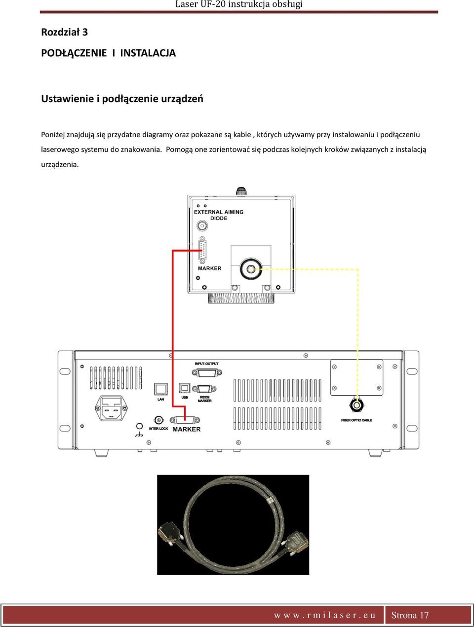 instalowaniu i podłączeniu laserowego systemu do znakowania.