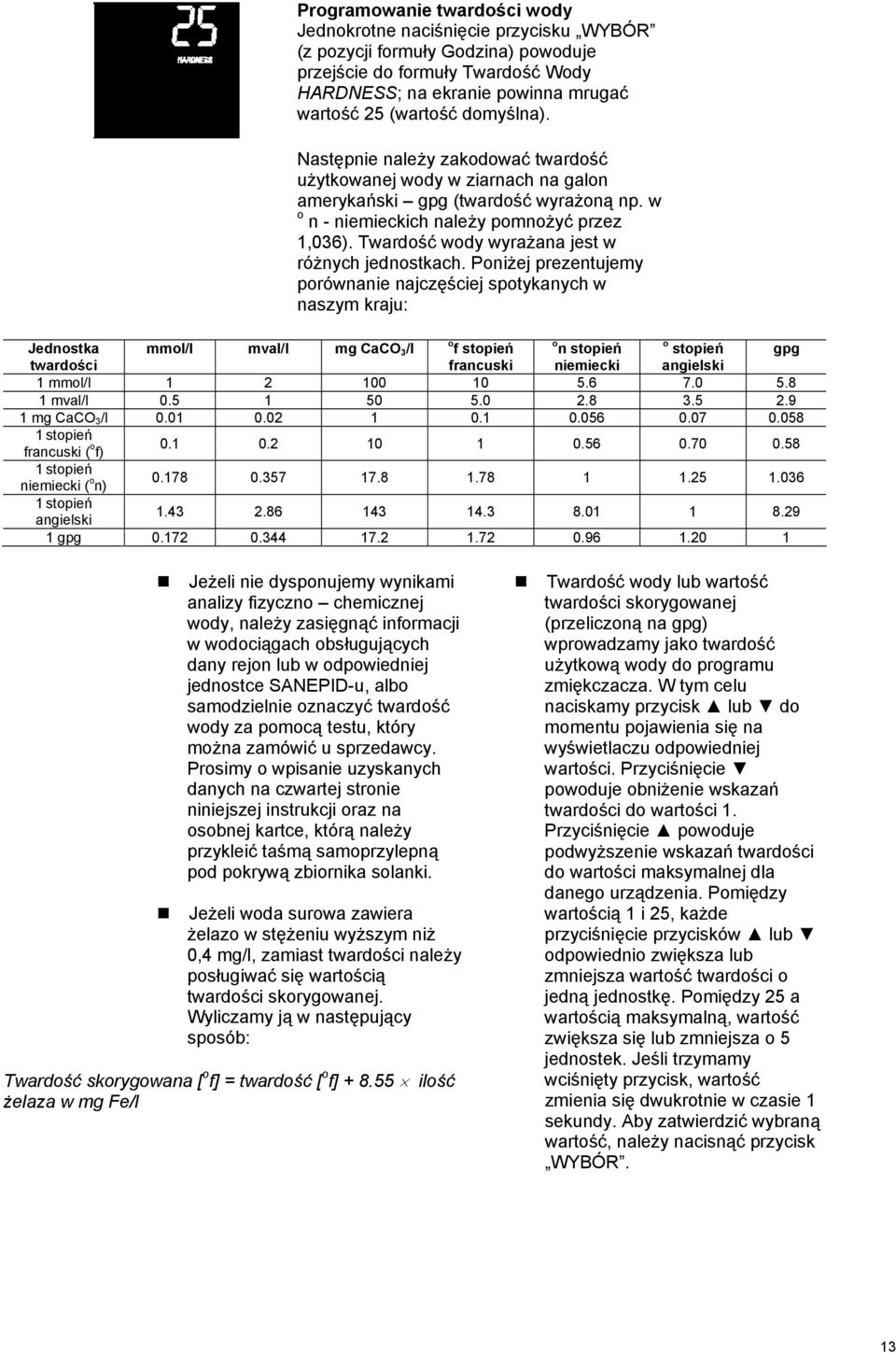 Twardość wody wyrażana jest w różnych jednostkach.