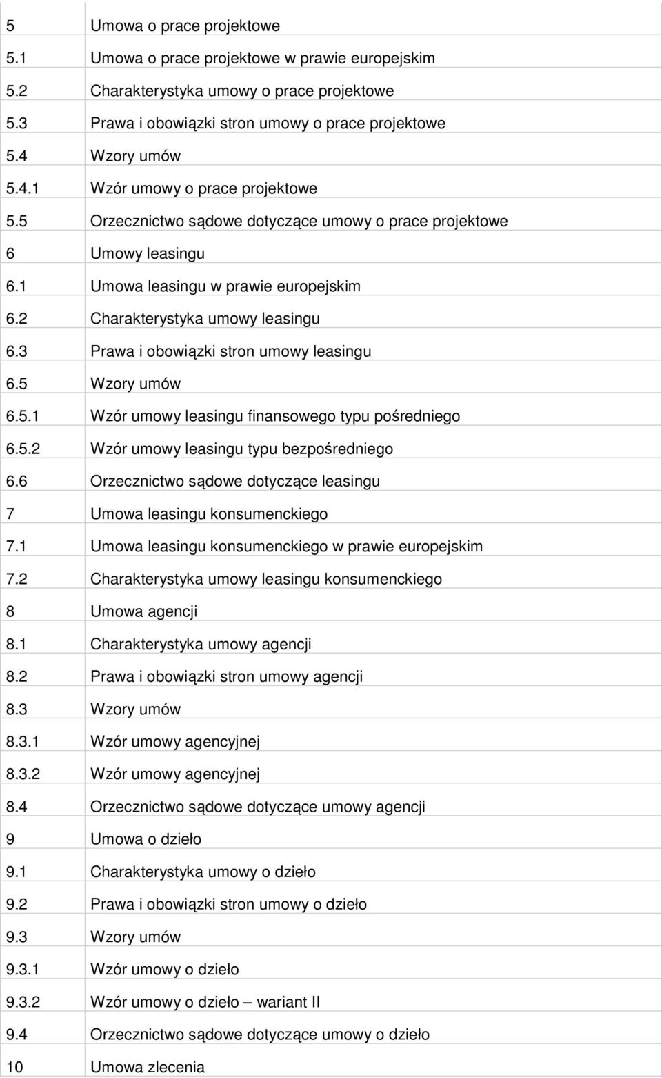 3 Prawa i obowiązki stron umowy leasingu 6.5 Wzory umów 6.5.1 Wzór umowy leasingu finansowego typu pośredniego 6.5.2 Wzór umowy leasingu typu bezpośredniego 6.