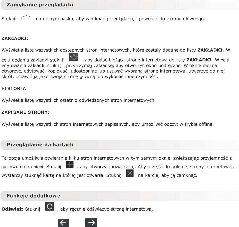 W celu edytowania zakładki stuknij i przytrzymaj zakładkę, aby otworzyć okno podręczne.