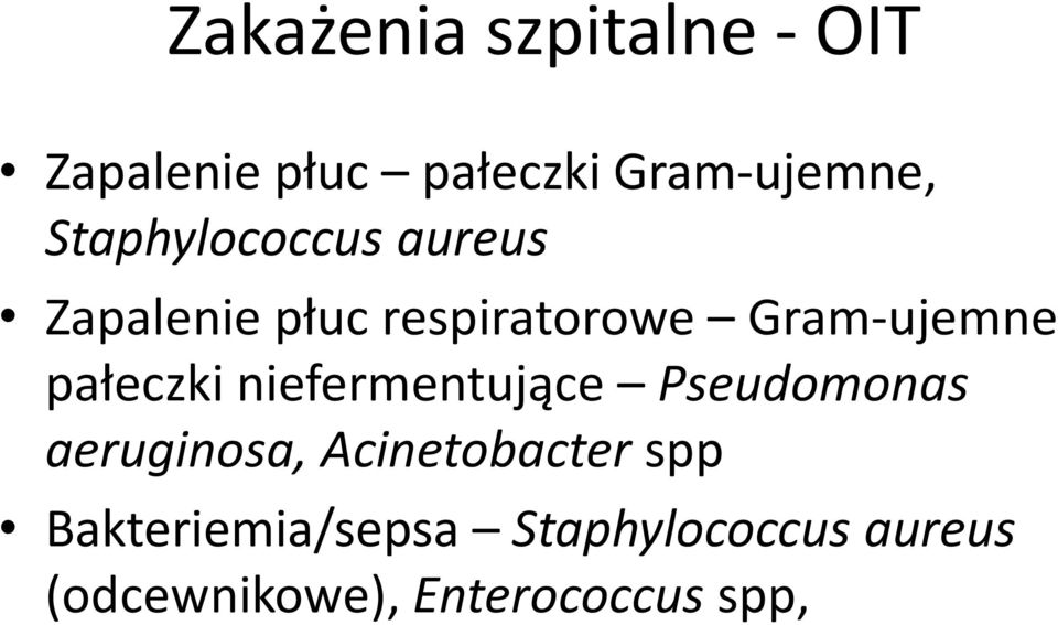 pałeczki niefermentujące Pseudomonas aeruginosa, Acinetobacter spp