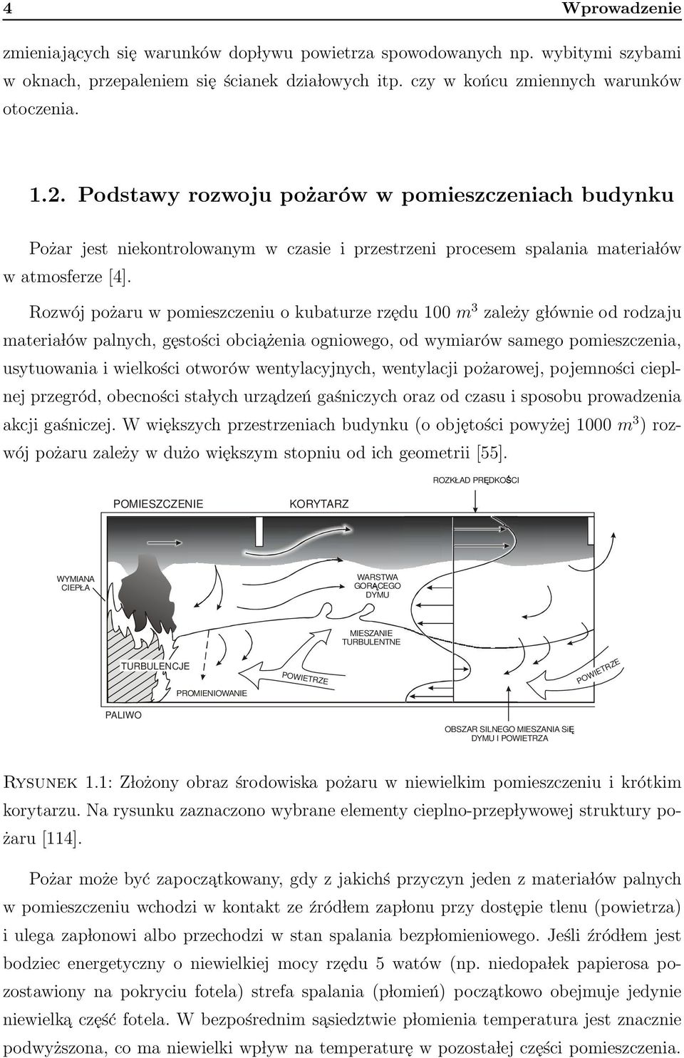 Rozwój pożaru w pomieszczeniu o kubaturze rzędu 100 m 3 zależy g lównie od rodzaju materia lów palnych, gęstości obciażenia ogniowego, od wymiarów samego pomieszczenia, usytuowania i wielkości