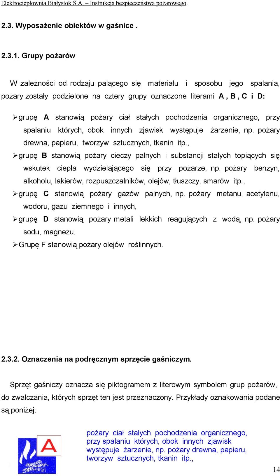 pochodzenia organicznego, przy spalaniu których, obok innych zjawisk występuje żarzenie, np. pożary drewna, papieru, tworzyw sztucznych, tkanin itp.