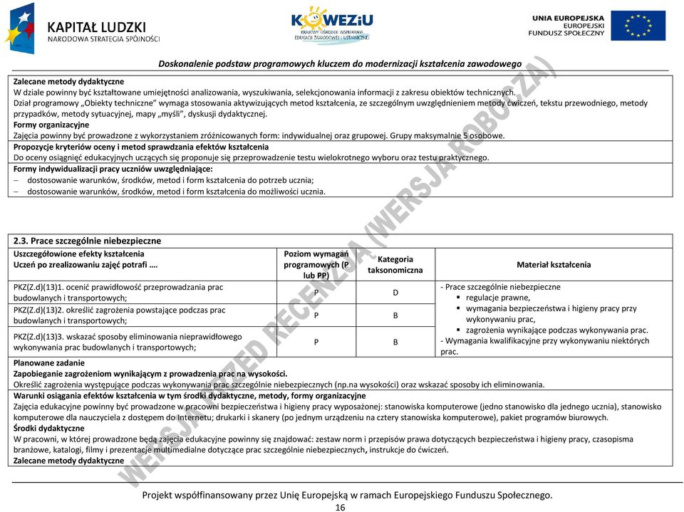 myśli, dyskusji dydaktycznej. Formy organizacyjne Zajęcia powinny być prowadzone z wykorzystaniem zróżnicowanych form: indywidualnej oraz grupowej. Grupy maksymalnie 5 osobowe.