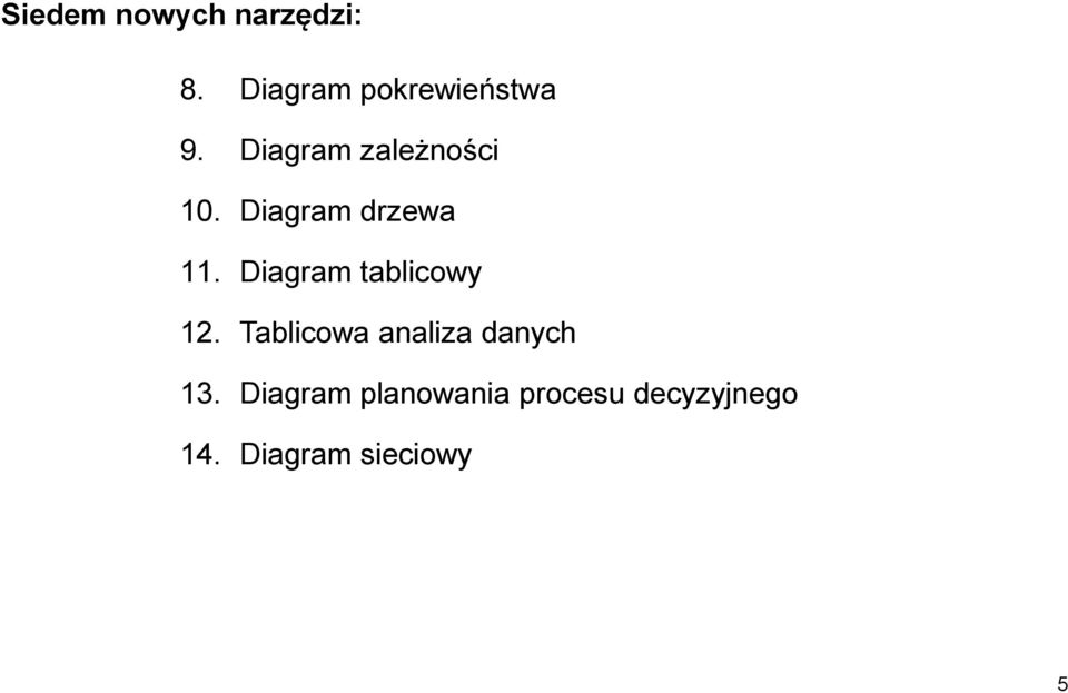 Diagram tablicowy 12. Tablicowa analiza danych 13.